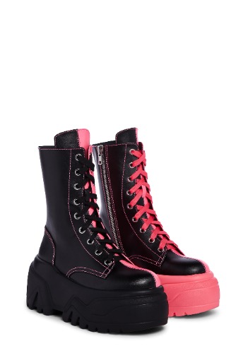 Ruin and Rebellion Combat Boots - Black/Pink | BLK/PNK / US 9