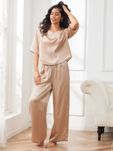Women‘s Pure Silk Pajama Set | Champagne / S(6)