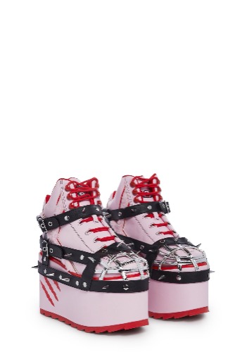 Qozmo Gloomy Bear Platform Sneakers - Pink | RAINBOW / US 9