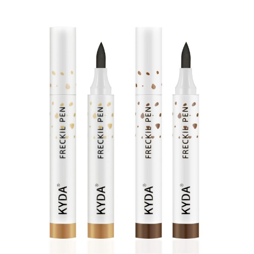 KYDA 2 Colors Freckle Pen,Natural Lifelike Freckle Makeup Pen Magic Freckle Color,Waterproof Longlasting Soft Dot Sopt Pen,for Natural Effortless Sunkissed Makeup-Dark Brown&Light Brown - A