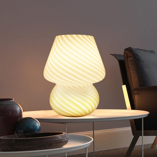 MLOQI Mushroom Table Lamp for Living Room Bedroom Lights Glass Bedside Lamp with a 3 Color Bulb, Night Light,Christmas Gifts for Friends Mini Lamp
