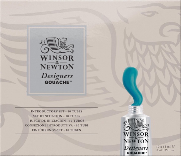 Winsor & Newton, Designers Gouache, Introductory Paint Set, 10 x 14 ml Tubes Assorted Colours