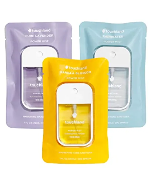 Touchland Power Mist Hydrating Hand Sanitizer Spray, BLOSSOM 3-PACK (Lavender, Vanilla, Rainwater), 500-Sprays each, 1FL OZ Travel Size (Set of 3)