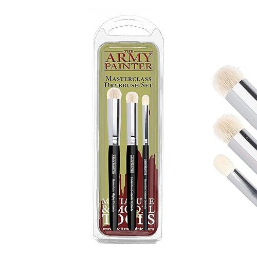 The Army Painter Masterclass: Drybrush Set - Hobby Detail Paint Brush Set - Acrylic Paint Brushes in 3 Sizes for Advanced & Professional Art for Tabletop & Wargames Miniature Watercolor Oil Painting - Dry Brush set
