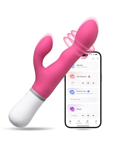 LOVENSE Nora Rabbit Vibrator with APP Control, Pink Thrusting Vibrator Rabbit with Dual Motor, Clitoral Stimulator Dildo Massager, Sex Toys for Women with Smartphone Wireless