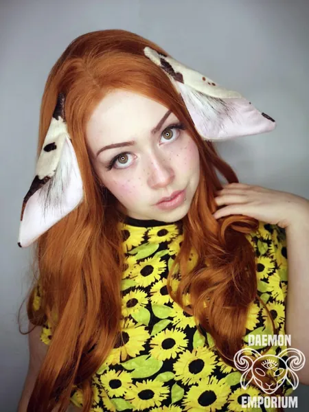 Brown Off White Cream Speckled Cow Print - Goat / Sheep / Doe / Deer / Faun / Satyr / Cow / Lamb . Woodland Animal Ears