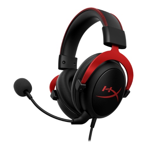 HyperX Cloud II - Gaming Headset, 7.1 Surround Sound, Memory Foam Ear Pads, Durable Aluminum Frame, Detachable Microphone, Works with PC, PS5, PS4, Xbox Series X|S, Xbox One – Red - Black, Red Wired Cloud II Headset