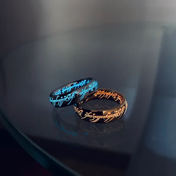 Elvish Ring Glow in the Dark, Elvish Rune Jewelry, Runes Ring, Elvish Runes, Rune Ring, Dwarven Rune, Glow in the Dark Ring, Elvish Jewelry