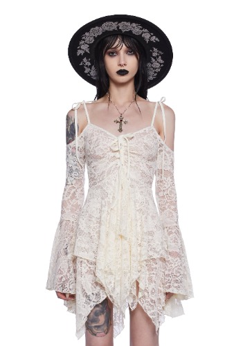 F is For Fairies Handkerchief Dress - White Lace | OFF WHITE / Medium