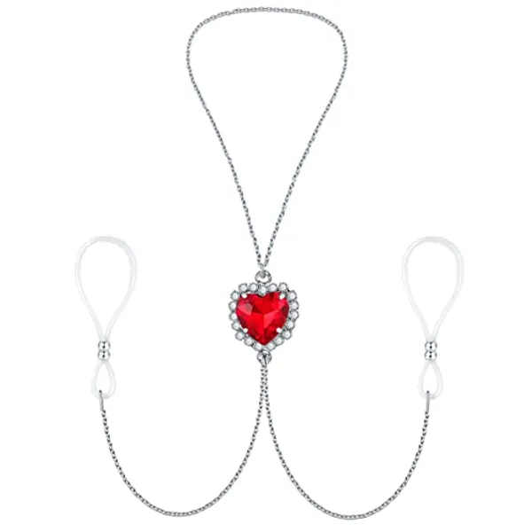 Heart Nipple Jewelry Rings Non Piercing Body Chains Adjustable Rhinestone Nipple Noose
