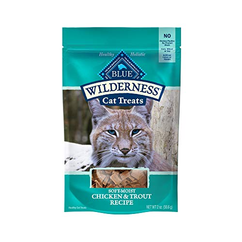 Blue Buffalo Wilderness Grain Free Soft-Moist Cat Treats, Chicken & Trout 2-oz Bag - Chicken & Trout - 2 Ounce (Pack of 1)