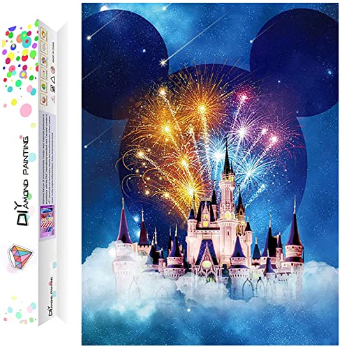 Diamond Art Disney Castle DIY 5D Diamond Painting Kits for Adults and Kids Full Drill Arts Craft by Number Kits for Beginner Home Decoration 12x16 inch DP016 - DP016