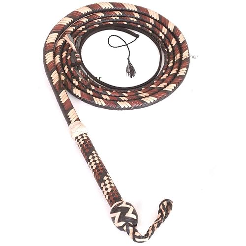 Bull Whip 06 Foot 16 Strands Kangaroo Hide Leather Equestrian Bullwhip Leather Belly & Leather Bolster Inside, Indiana Jones Style