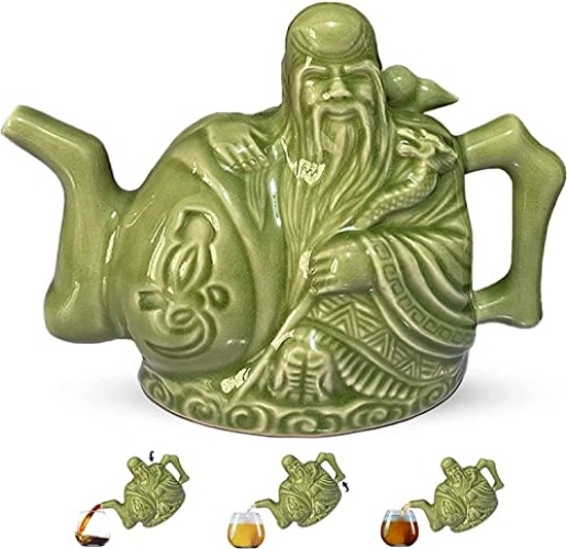 Thyggzjbs Assassins Teapot, Handmade Chinese Ceramic Tea Kettle, One Pot Three Drinks,Two Hearts Teapot, Drink Dispenser,Magic Trick Assassin's Teapot,16oz