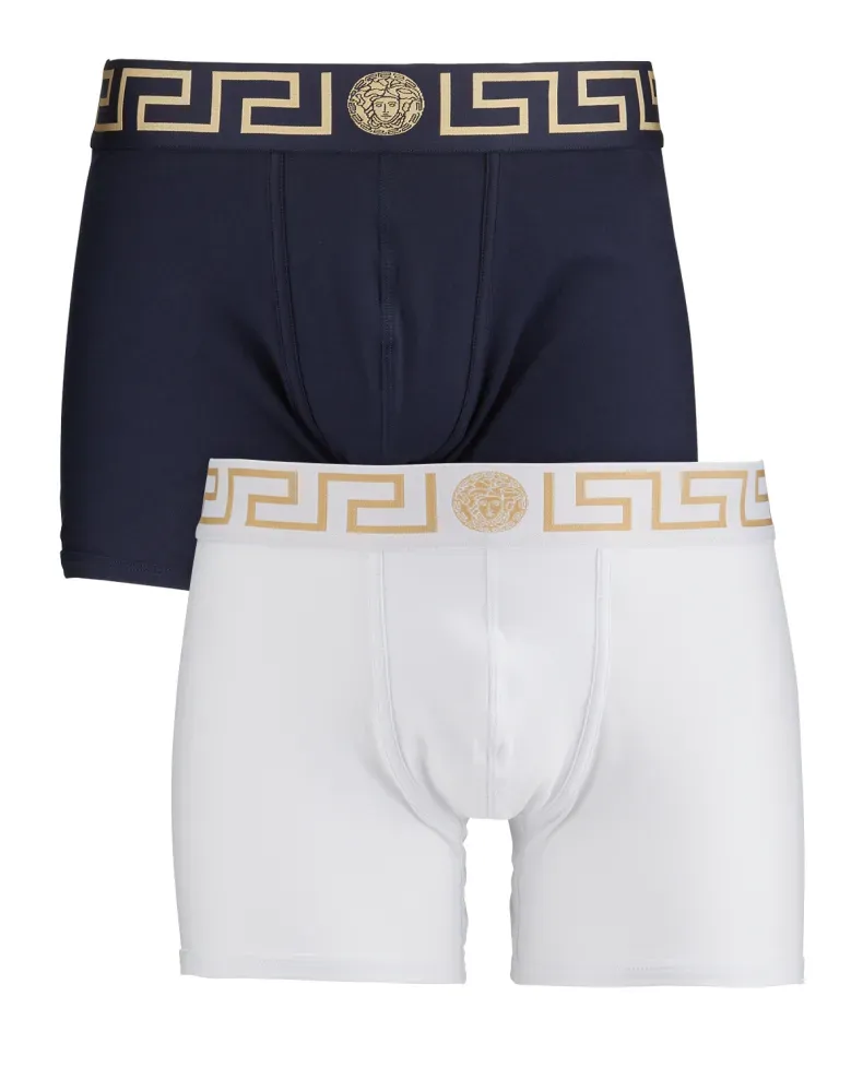 Versace Two-Pack Greca Border Long Boxer Trunks