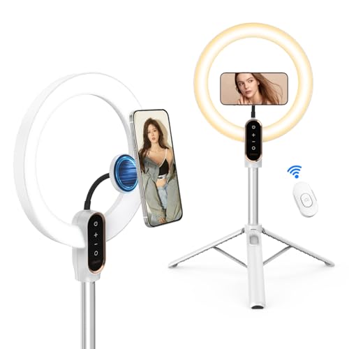 ULANZI 10" Selfie Ring Light with 68" Tripod Stand, LED Selfie Circle Light with Strong Magnectic Phone Holder Compatible with Cellphones for Makeup/Video Recording/Photography/Zoom Meeting