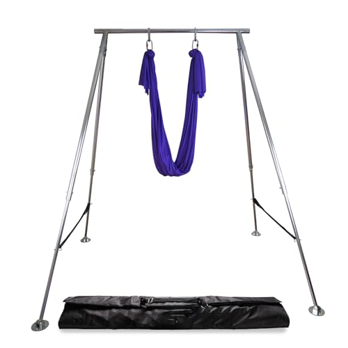 Uplift Active Adjustable Yoga Aerial Rig - Only Premium Home Yoga Stand with Adjustable Height | Portable Stainless Steel Rig | Aerial Fitness, Use with Hoops/Lyra, Silks & Hammock - Adjustable Height