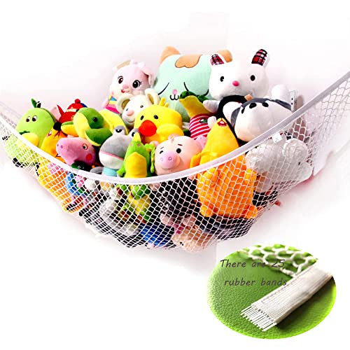 XWGJ Stuffed Animal Net or Hammock, Toy Hammock, Teddy Bear Hammock, There Are 25 RUBBER BANDS in The Elastic of Our Stuffed Animal Storage Net! (X-Large) - X-Large (Pack of 1) - White
