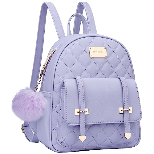 KKXIU Women Small Backpack Purse Synthetic Leather Quilted Mini Daypack Fashion Bookbag for Ladies (Purple) - Purple - Small