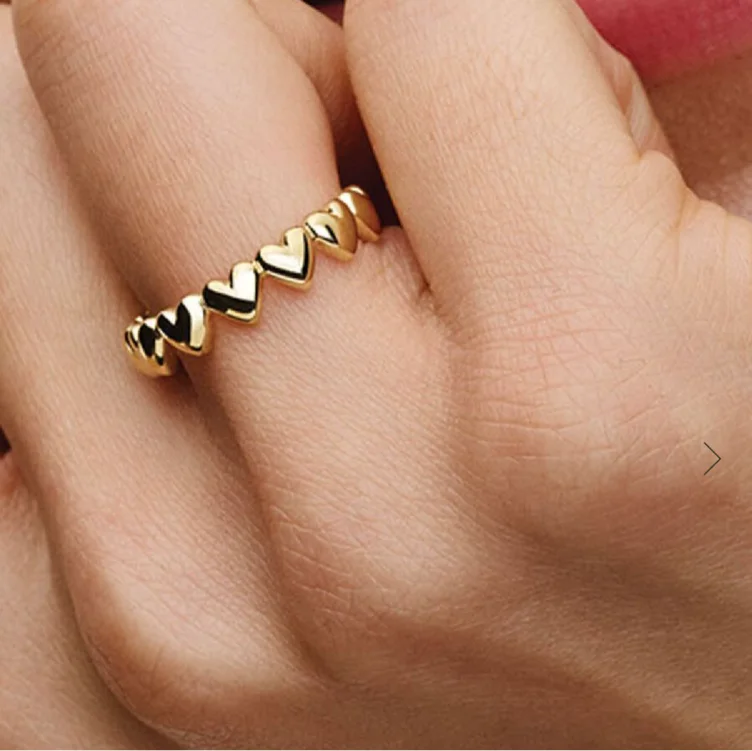 Row of Hearts Ring