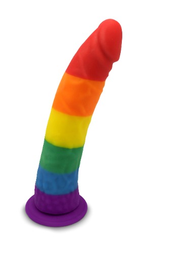 Pride Dildo - The 8" Silicone Rainbow Dildo With Suction Cup - 