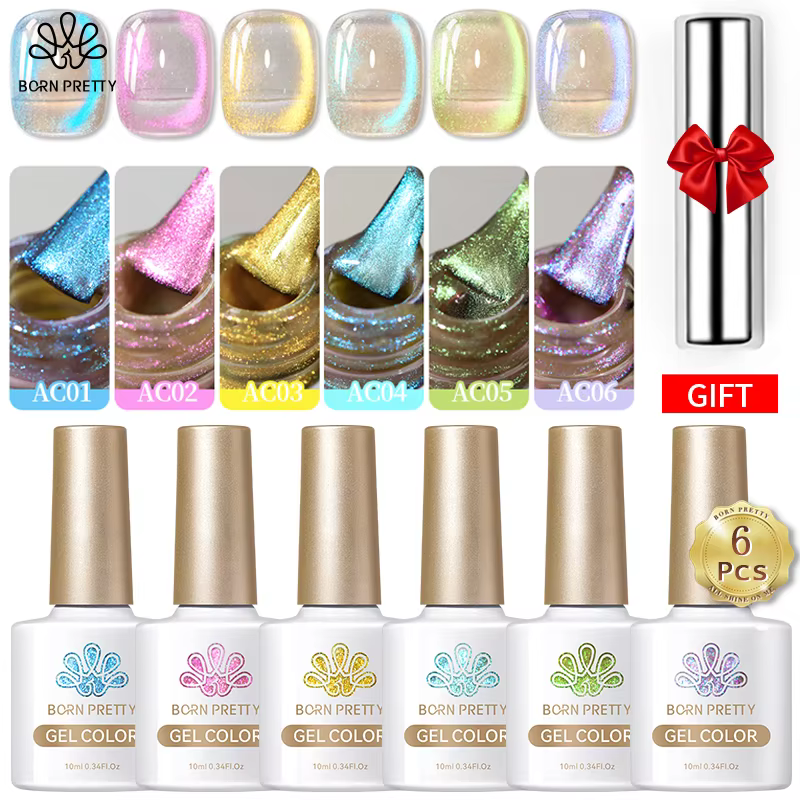 BORN PRETTY 6Pcs Auroras Cat Magnetic Gel Nail Polish Set 10ml 6Pcs Varnis Semi Permanent Shining Pink Fairy Maget Gel Kit - AliExpress 66