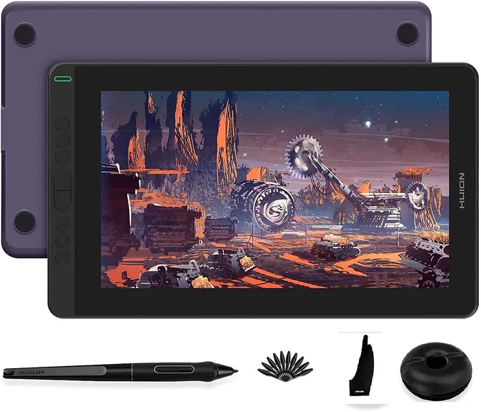 HUION Kamvas 13 Graphic Drawing Monitor 2-in-1 Pen Display & Drawing Tablet Screen Full-Laminated Tilt Function Battery-Free Stylus, 8192 Pen Pressure and 8 Shortcut Keys, Purple - Purple