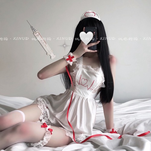 Cute Harajuku Punk Nurse Uniform Ultrashort Dress Sexy Underwear Women Split Skirt Sleepwear Cosplay Uniform Show Girl Costumes