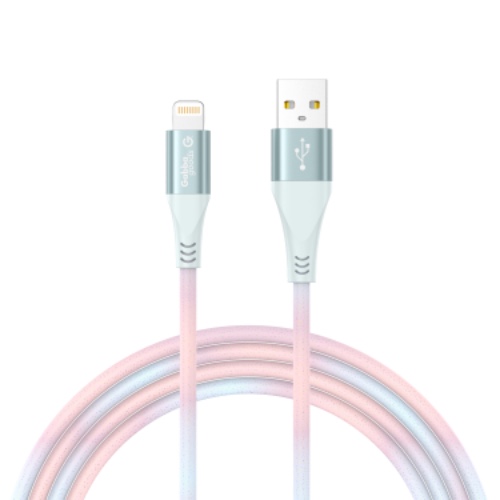 Glitter Apple Certified MFI Lightning Cable- 4ft - Pink and Blue