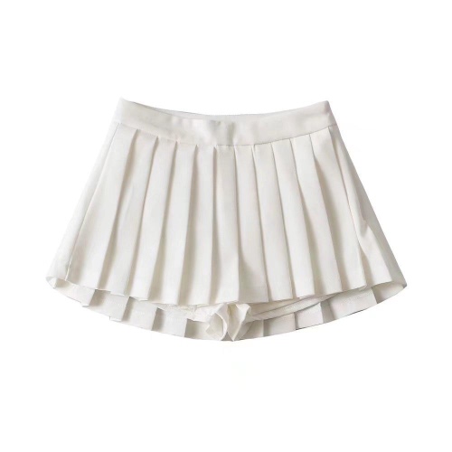 Pleated Mini Skirt - White / L