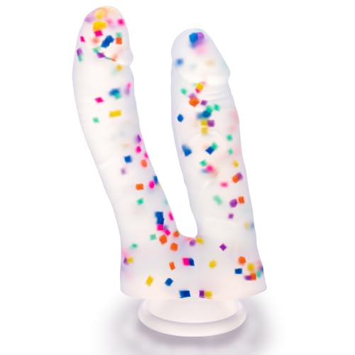 Realistic Double-Ended Dildo G-Spot Stimulation - 7 Inch Silicone Flexible Dildo with Flared Suction Cup for Hands-Free Play, with Curved Shaft for Vaginal Anal Orgasmic Adult Sex Toys for Women Men