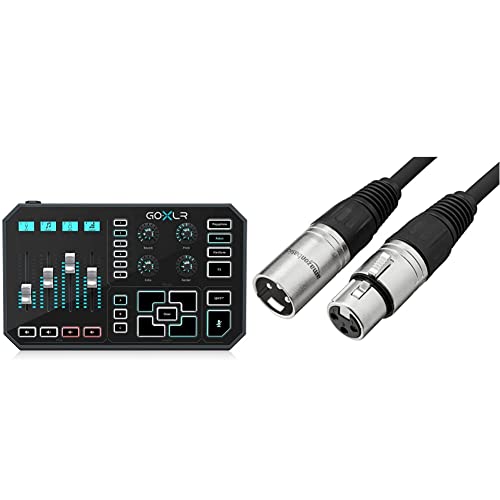 TC Helicon GoXLR-Mixer, Sampler, & Voice FX for Streamers & AmazonBasics XLR Male to Female Microphone Cable - 10 Feet, Black - Mixer + Cable