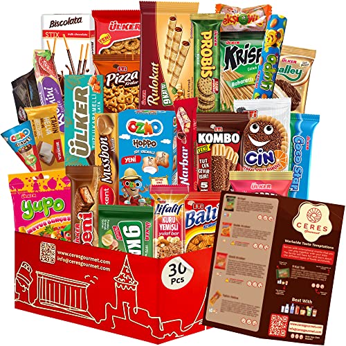 International Exotic Snack Box Variety Pack, 30 Count Premium Foreign Rare Snack Food Gifts with Suprise Item, Mystery Box of Snacks, European Snacks for Adults and Kids - Maxi