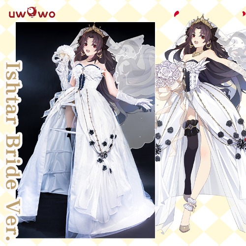 Uwowo Exclusive Authorization Fate Grand Order/FGO Fanart Ishtar White Bride Ver. Cosplay Costume - Set A / XXL