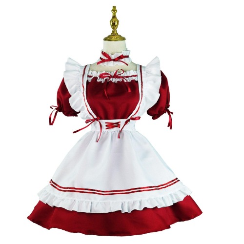 Japanese Cat Cafe Maid Set - Red / 3XL