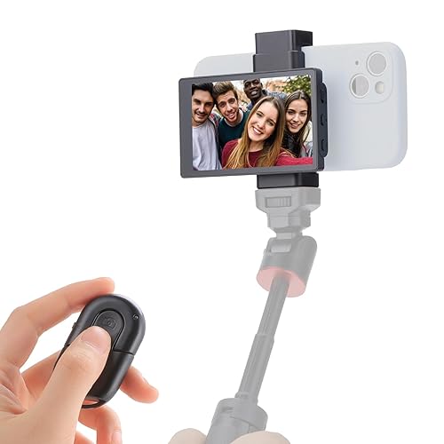 King Ma 1080P iPhone Mini Monitors Sync Rear Camera Selfie Screen for iPhone Vlog Selfie Monitor Screen with Magnetic Clip & Bluetooth Remote for Vlog Live Stream TikTok(Not Supporting 4K Recording) - 1