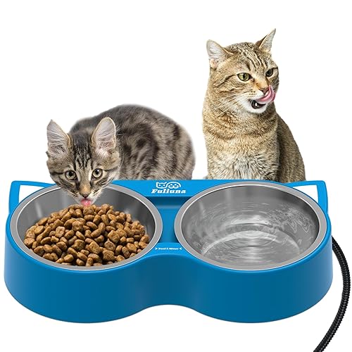 Heated Cat Bowl for Outdoor Cats in Winter, Heated Water Food Bowl with 2 Stainless Steel Bowls 23 OZ Each, Waterproof Heated Pet Bowl for Outside Cat Dog Bird, No More Frozen Food or Water.