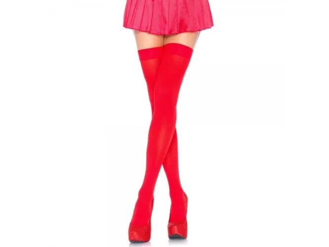 NYLON THIGH HIGHS - OPAQUE - ΚΟΚΚΙΝΟ