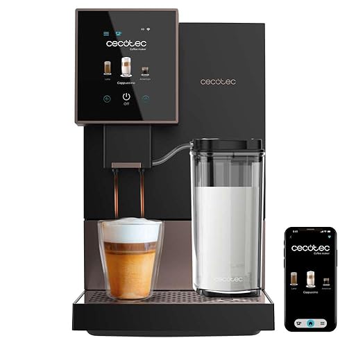 Cecotec Kompakte Superautomatische Kaffeemaschine mit Wifi Cremmaet Compactccino Connected Black Rose. 1350W, 19 Bar, TFT-Bildschirm und APP, Mahlwerk, Milchtank 400 ml und 1 Liter Wasser - Black Rose