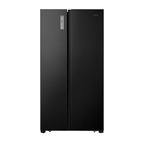 Hisense RS677N4AFC Side by Side Kühl – Gefrier - Kombination,179cm, 519 Liter Gesamtkapazität, EEK: C, LED Beleuchtung, Multi Air Flow, Inverter Kompressor, Touch Display, schwarz - 519 L Ohne Wassertank - C - Schwarz Look