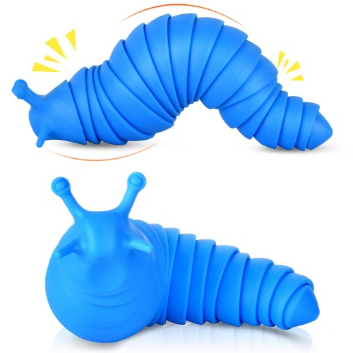 Fidget Slug Toys, 3D Articulated Slug Fidget Toy, Sensory Toys for Kids & Adults, Stim Toys for Autistic Children, Great for Exercise Wrist Strength & Stress Relief, Gifts for Boys Girls Baby - Blue