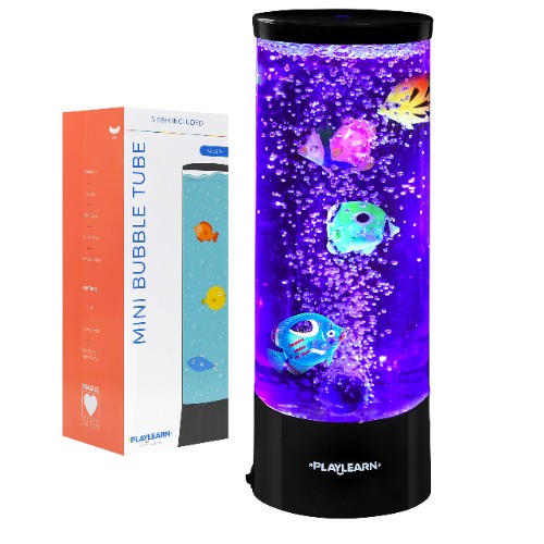 Playlearn Fake Fish Tank Mini Bubble Lamp – Fake Aquarium - Color Changing Sensory Lamp- 11 Inch - 