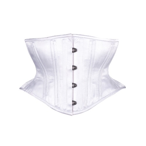 White Satin Corset, Hourglass Silhouette, Short | 26