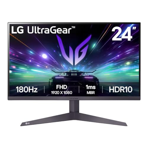 LG 24GS50F-B 24-inch FHD (1920 x 1080) UltraGear Gaming monitor with 180Hz, 1ms MBR, HDR10, AMD FreeSync, HDMI, DisplayPort, 3-Side Virtually Borderless Design, Black - 24 inch
