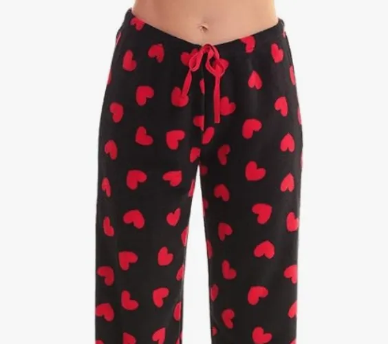 Heart Pajama Pants - Red/Black