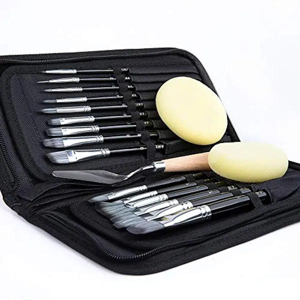 ARTIFY 15 Pieces Paint Brush Set - Black