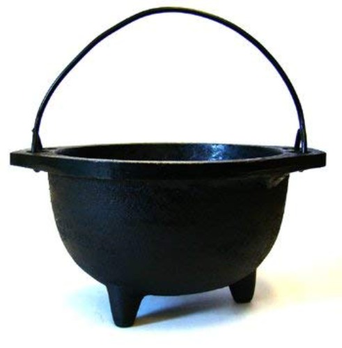 Cast Iron Cauldron w/Handle, Ideal for smudging, Incense Burning, Ritual Purpose, Decoration, Candle Holder, etc. (6" Diameter Handle to Handle, Inside Diameter 4 1/8") - 6"Diameter