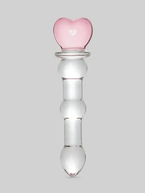 Crystal Heart Wavy Glass Dildo 6 Inch
