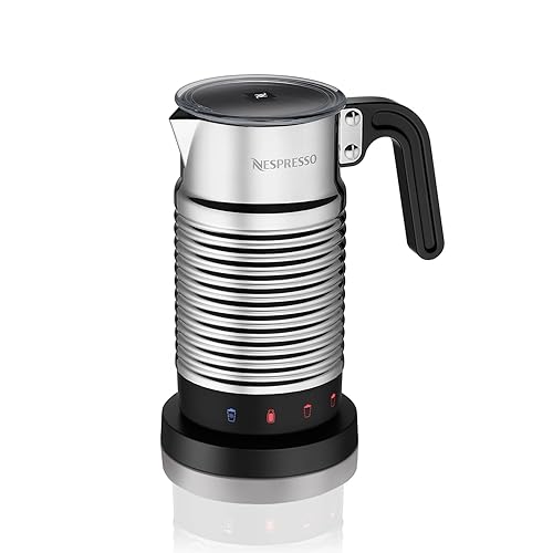 Nespresso Aeroccino4 Dishwasher-Safe Electric Milk Frother with Four Styles of Preparation (Silver and Black)