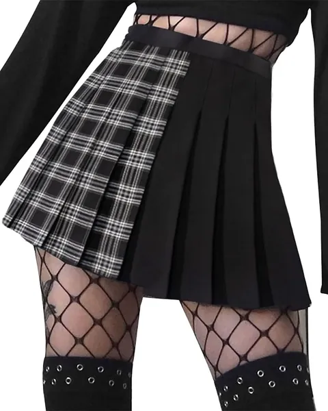 Pleated Skirt Goth Dress Kawaii Plaid Punk Dark Mini Cute High Waist Gothic